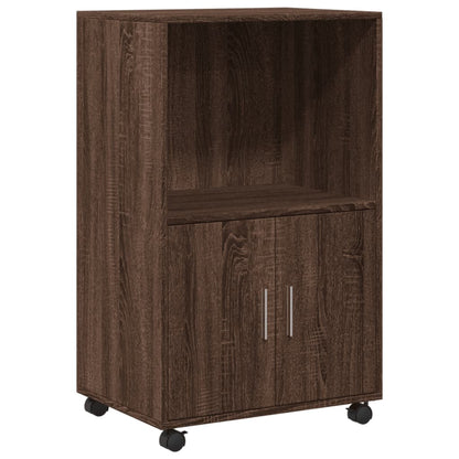 vidaXL Rolling Cabinet Brown Oak 55x40x91 cm Engineered Wood 2