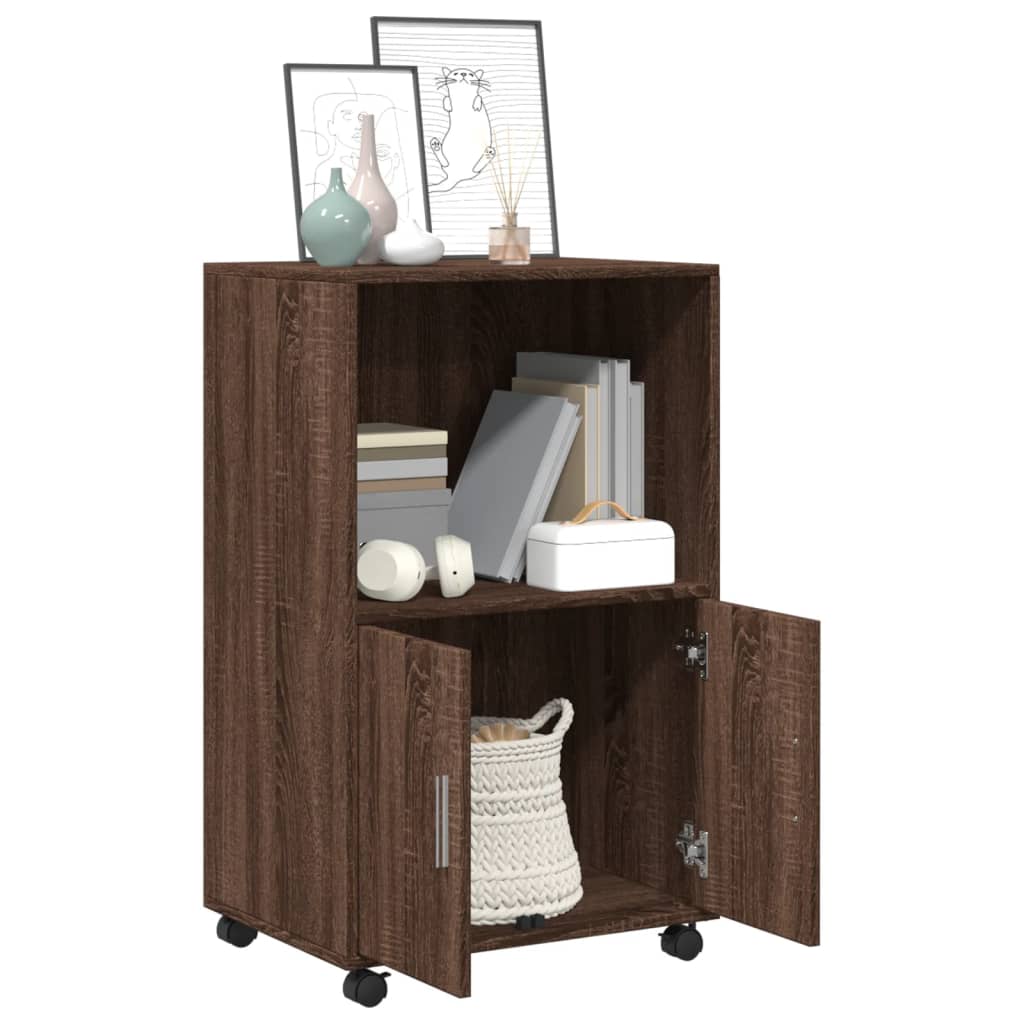 Rolling Cabinet 55x40x91 cm Engineered Wood Brown oak