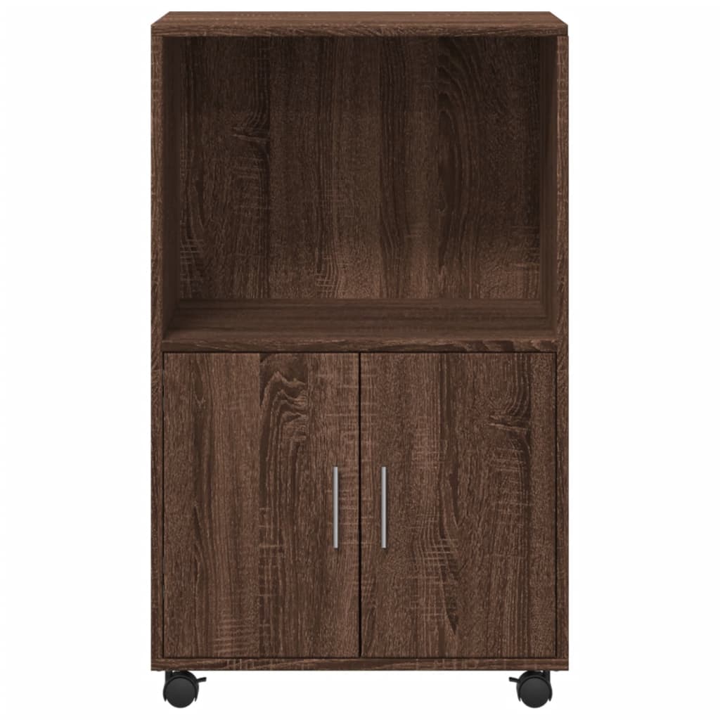 vidaXL Rolling Cabinet Brown Oak 55x40x91 cm Engineered Wood 4