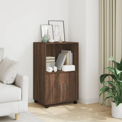vidaXL Rolling Cabinet Brown Oak 55x40x91 cm Engineered Wood 1