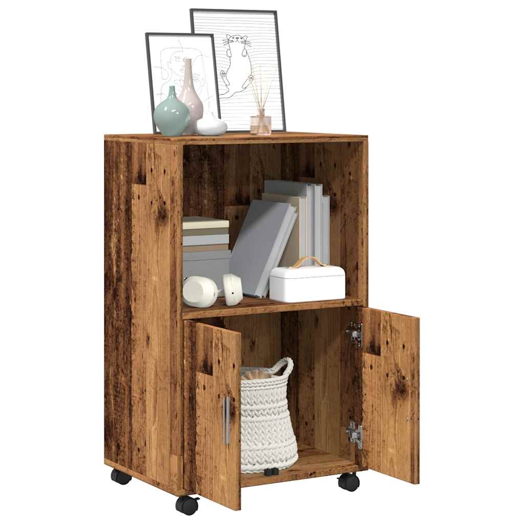 vidaXL Rolling Cabinet Old Wood 55x40x91 cm Engineered Wood 3
