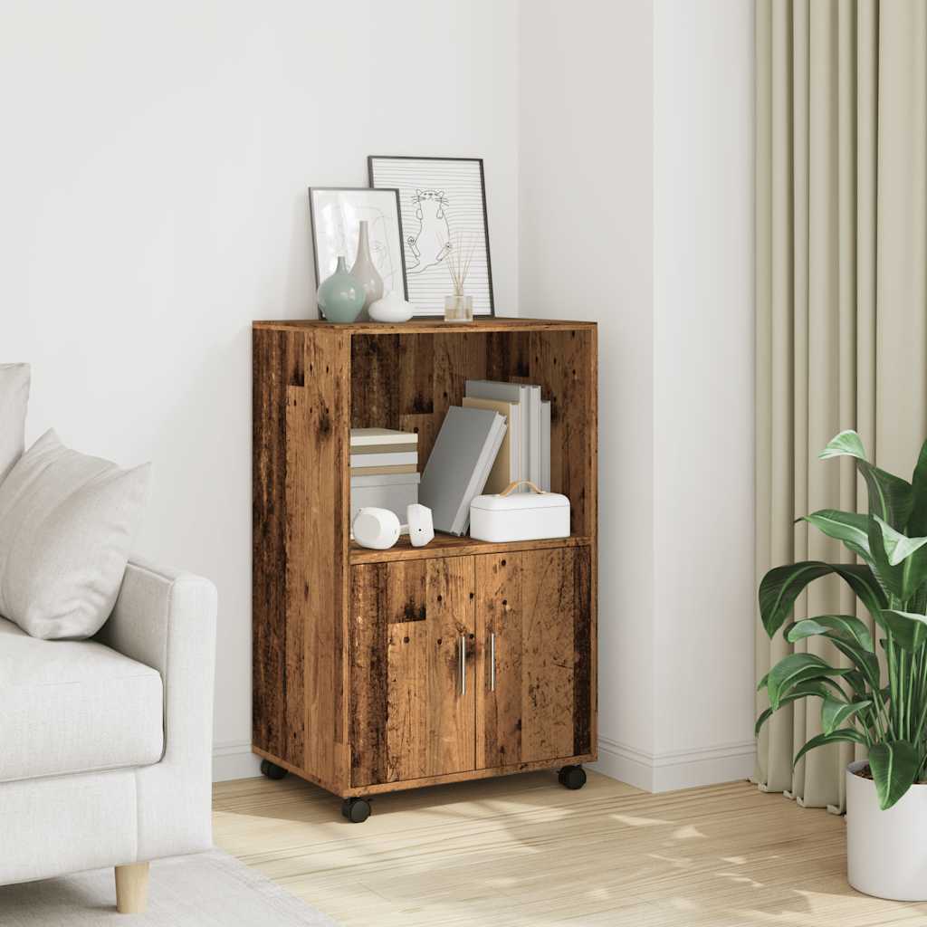vidaXL Rolling Cabinet Old Wood 55x40x91 cm Engineered Wood 1