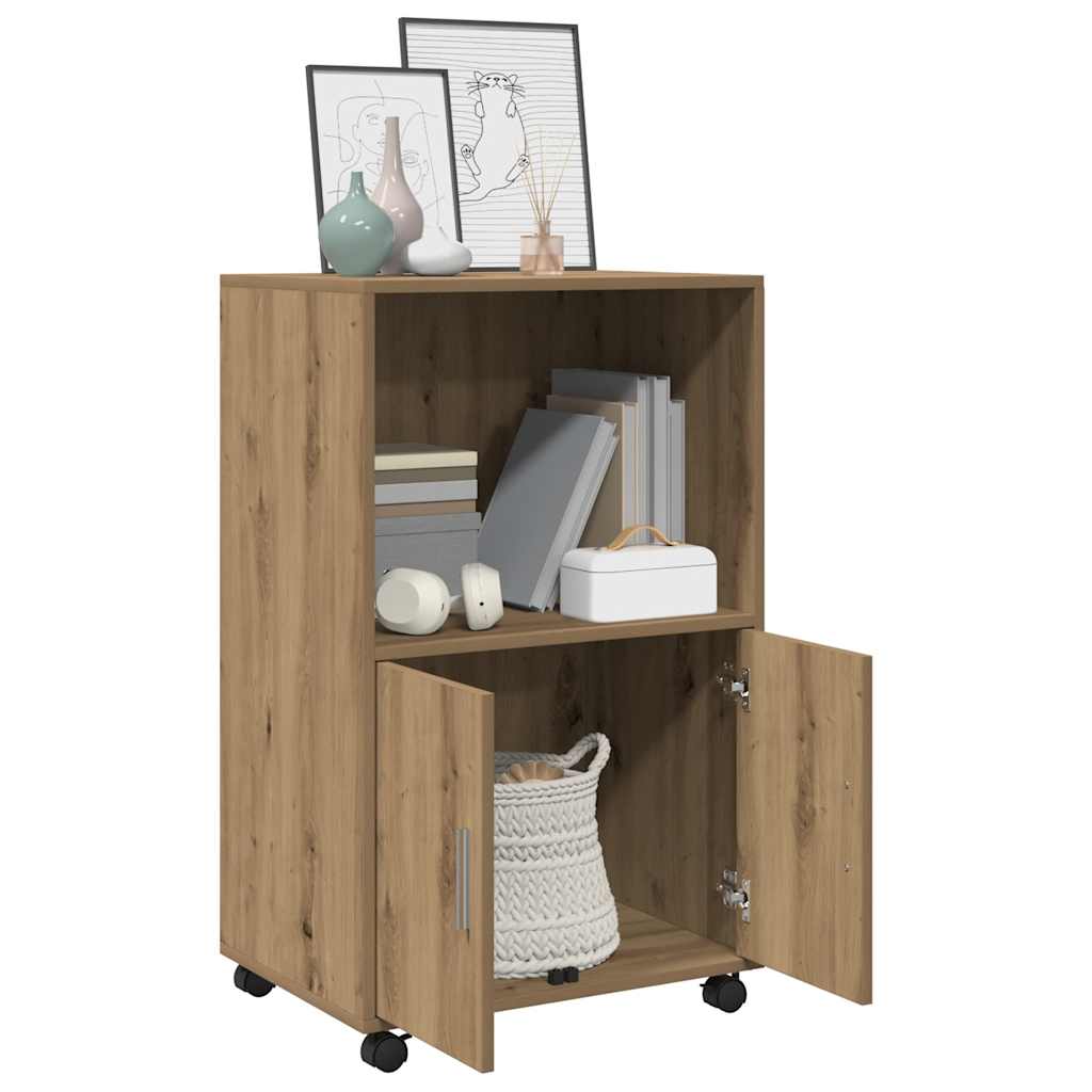 vidaXL Rolling Cabinet Artisian Oak 55x40x91 cm Engineered Wood 3