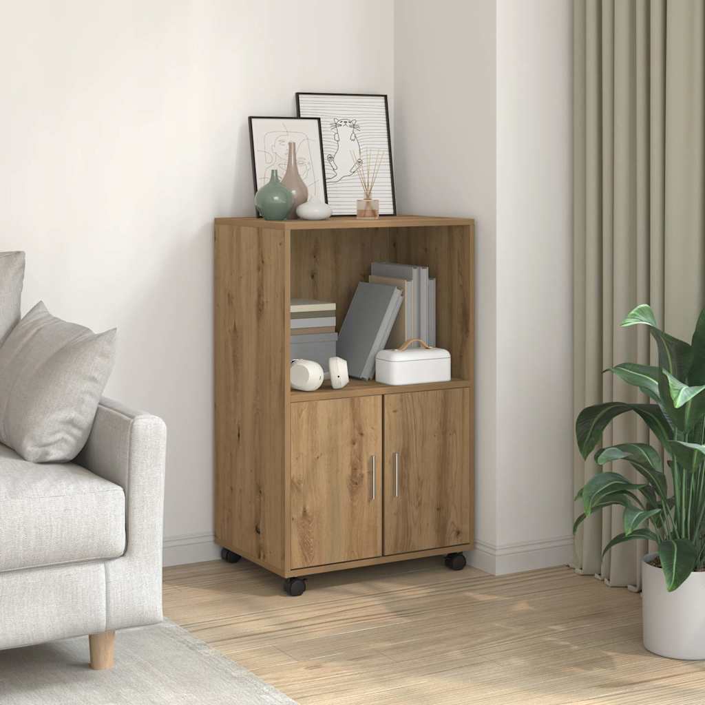 vidaXL Rolling Cabinet Artisian Oak 55x40x91 cm Engineered Wood 1
