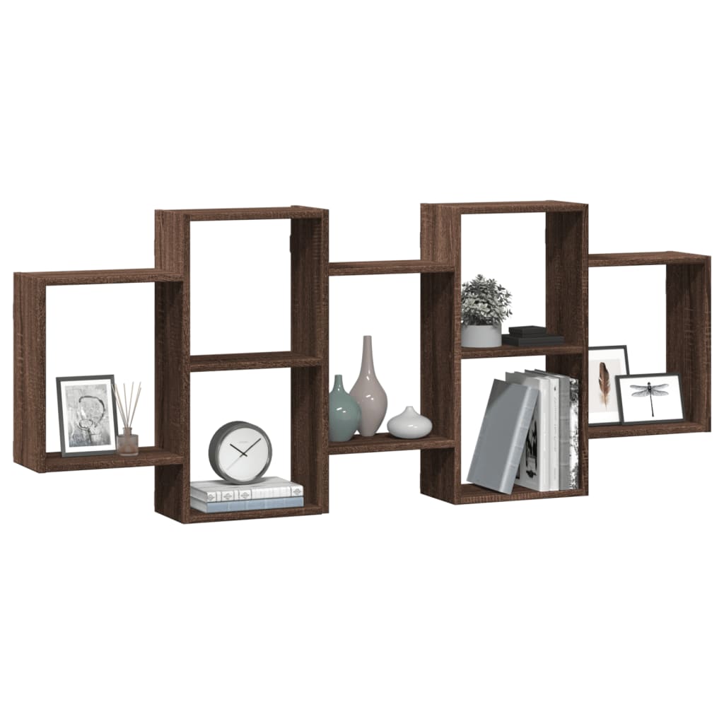 vidaXL Wall Shelf Brown Oak 159x18x65 cm Engineered Wood 3