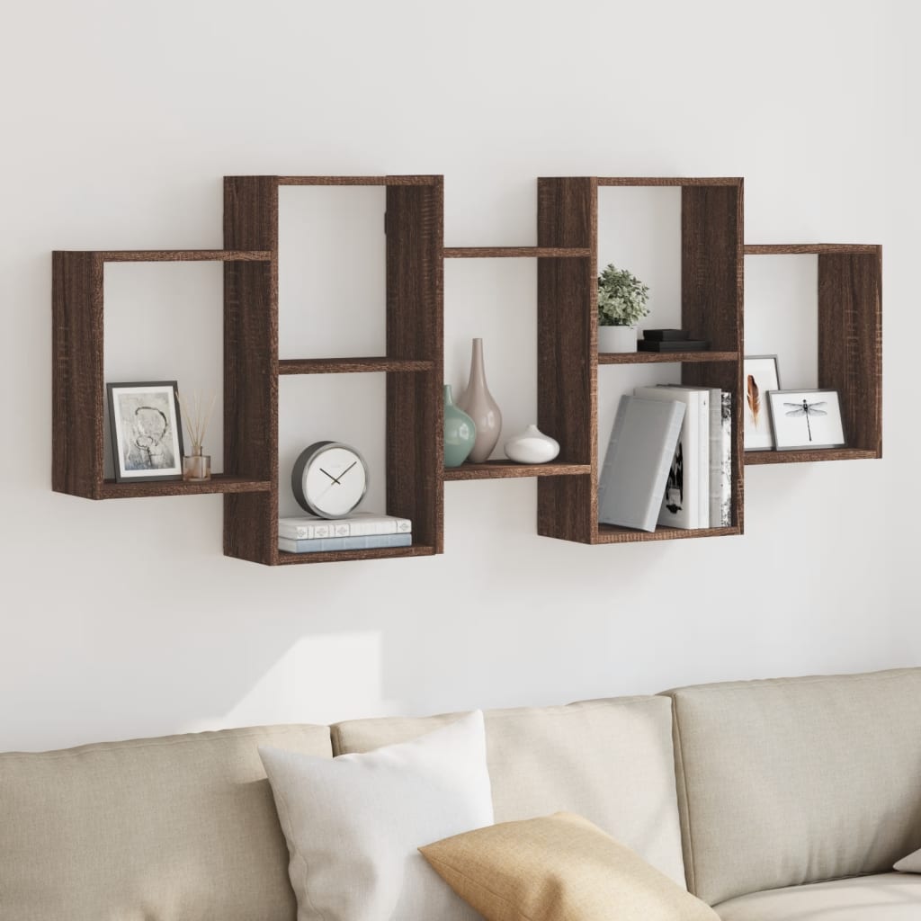 vidaXL Wall Shelf Brown Oak 159x18x65 cm Engineered Wood 1