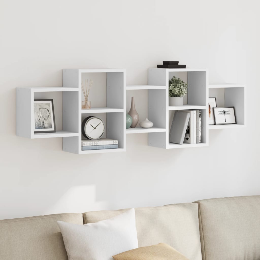 vidaXL Wall Shelf White 129x18x42 cm Engineered Wood 1