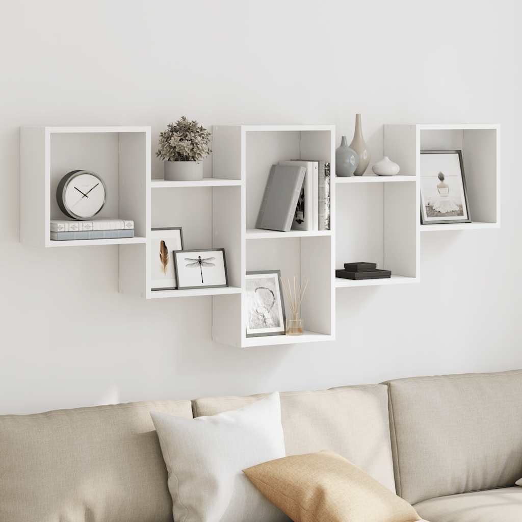 vidaXL Wall Shelf White 159x18x66 cm Engineered Wood 1