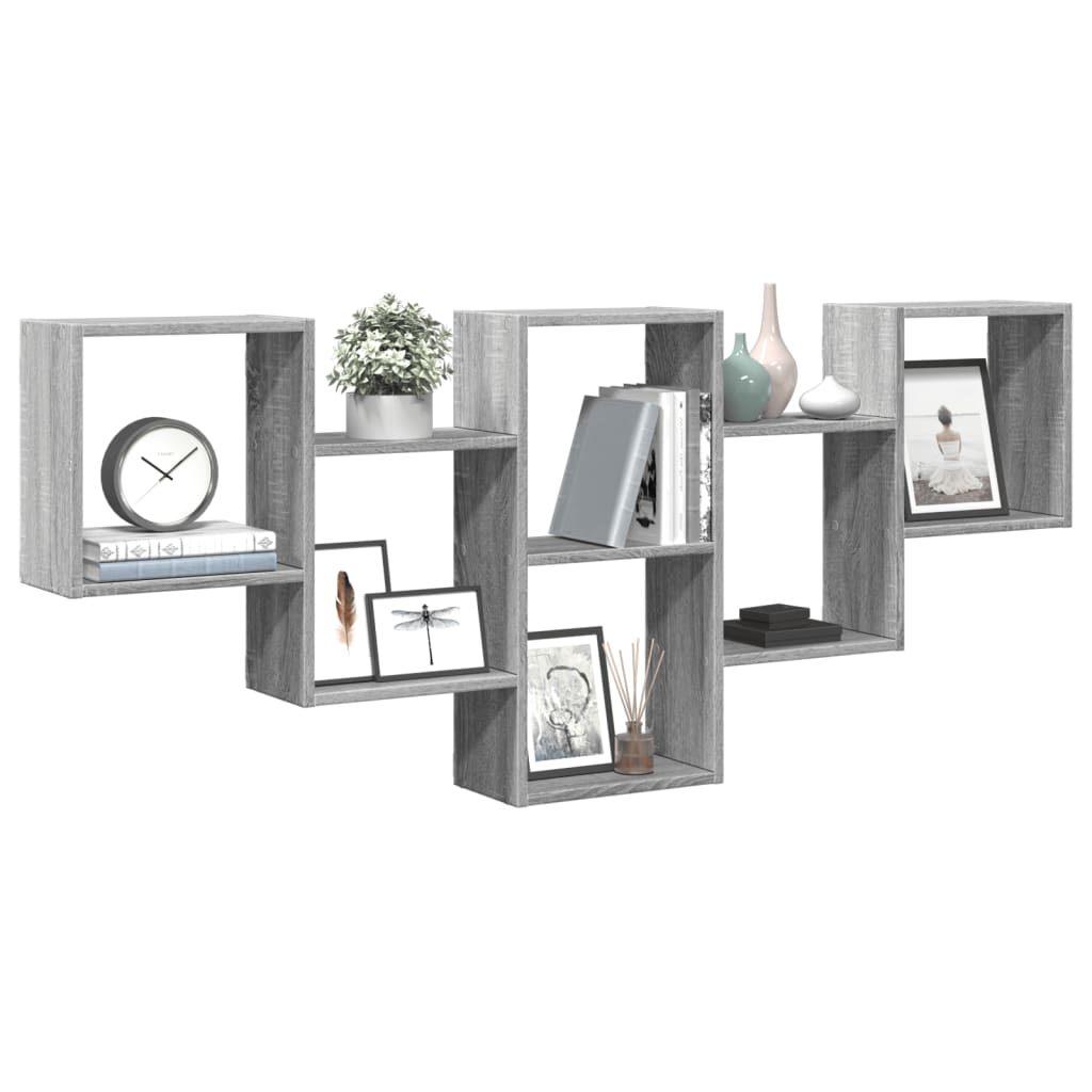 vidaXL Wall Shelf Grey Sonoma 159x18x66 cm Engineered Wood 3