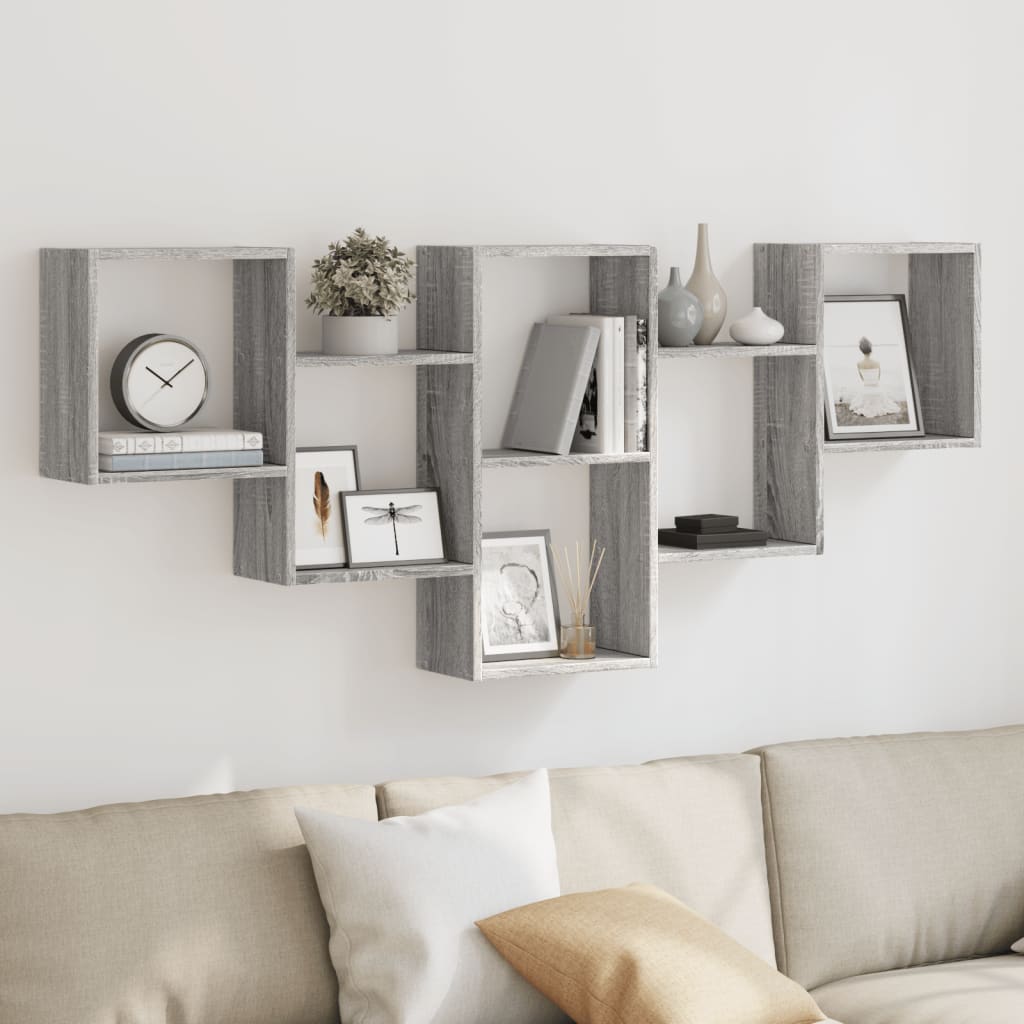 vidaXL Wall Shelf Grey Sonoma 159x18x66 cm Engineered Wood 1