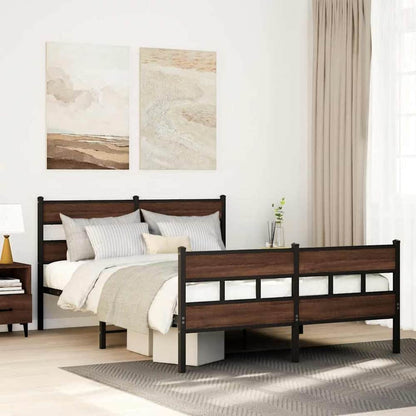 Bed Frame without Mattress Brown Oak Length 200 cm with Headboard & Footboard 160 cm