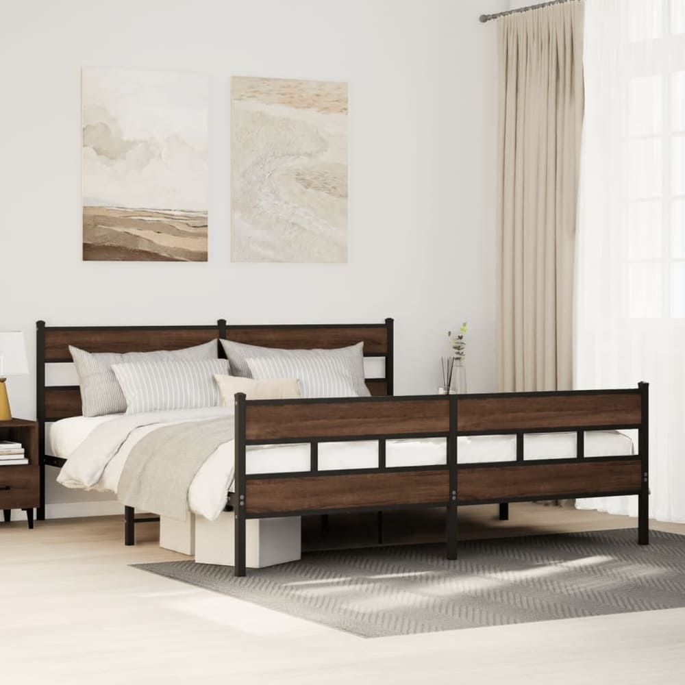 Bed Frame without Mattress Brown Oak Length Headboard Footboard