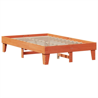 Bed Frame without Mattress Solid Wood Pine Length 200 cm Wax Brown 120 cm