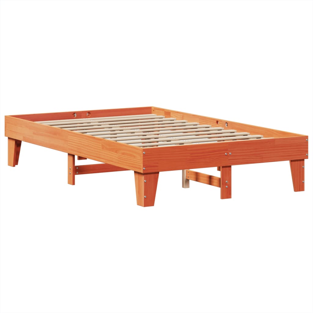 Bed Frame without Mattress Solid Wood Pine Length 200 cm Wax Brown 120 cm
