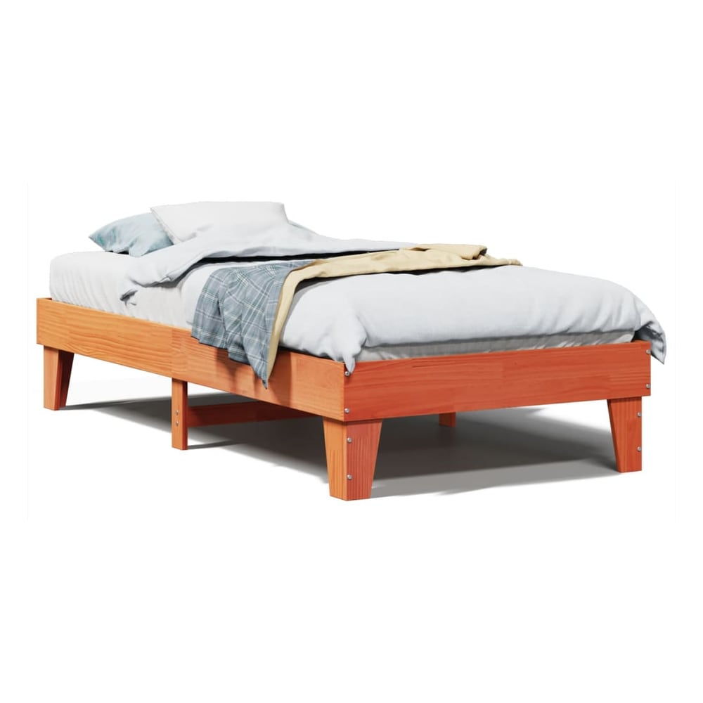 Bed Frame without Mattress Solid Wood Pine Length 190 cm Wax brown 75 cm