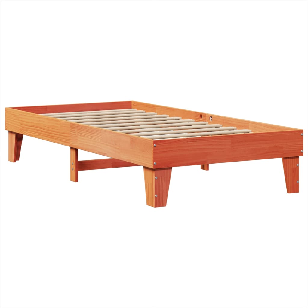 Bed Frame without Mattress Wax Brown Solid Wood Pine