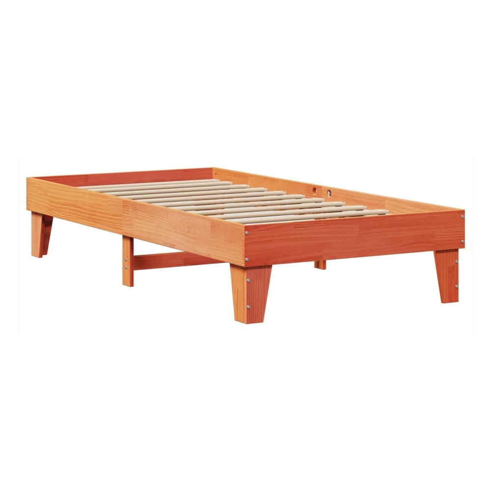 Bed Frame without Mattress Solid Wood Pine Length 190 cm Wax brown 75 cm