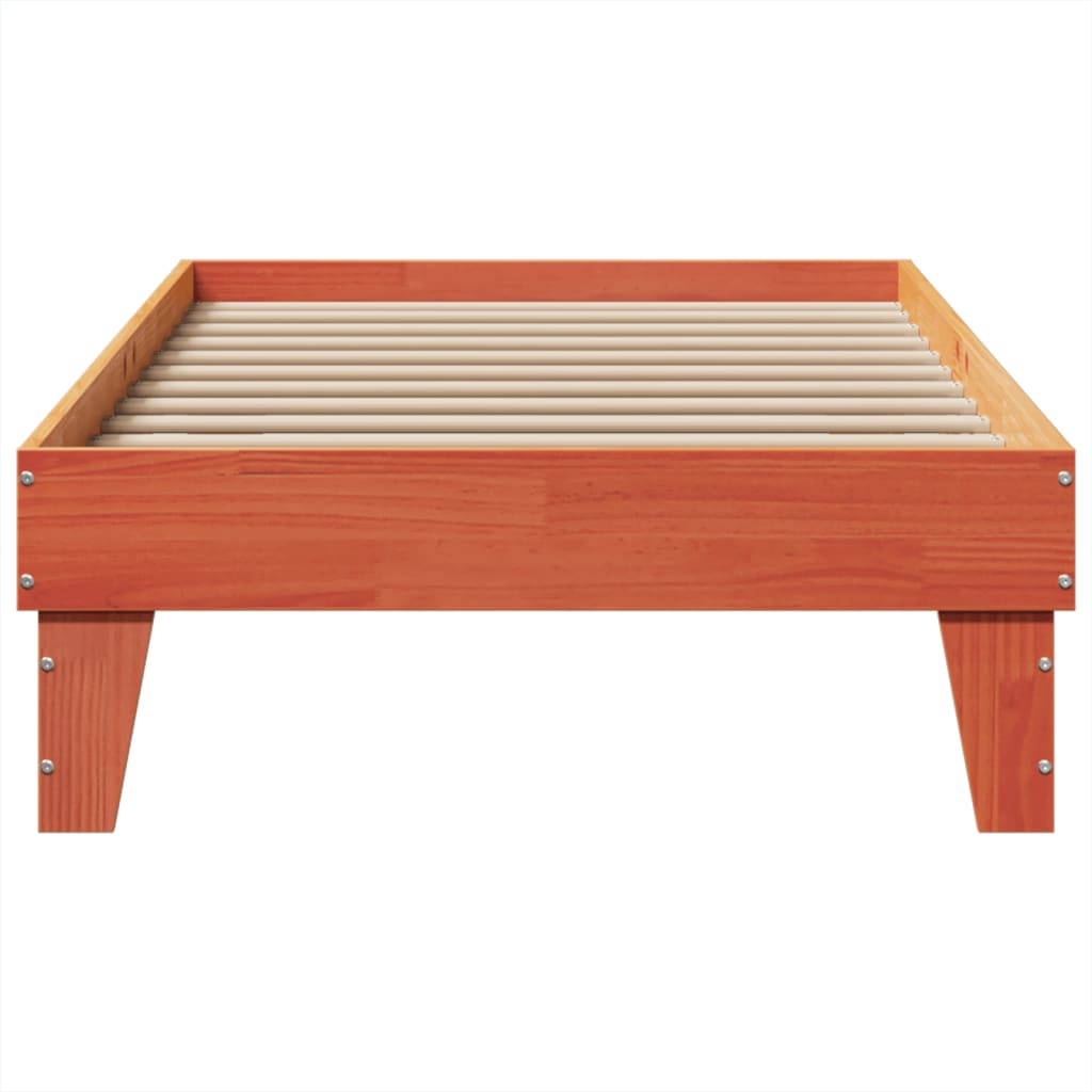 Bed Frame without Mattress Wax Brown Solid Wood Pine
