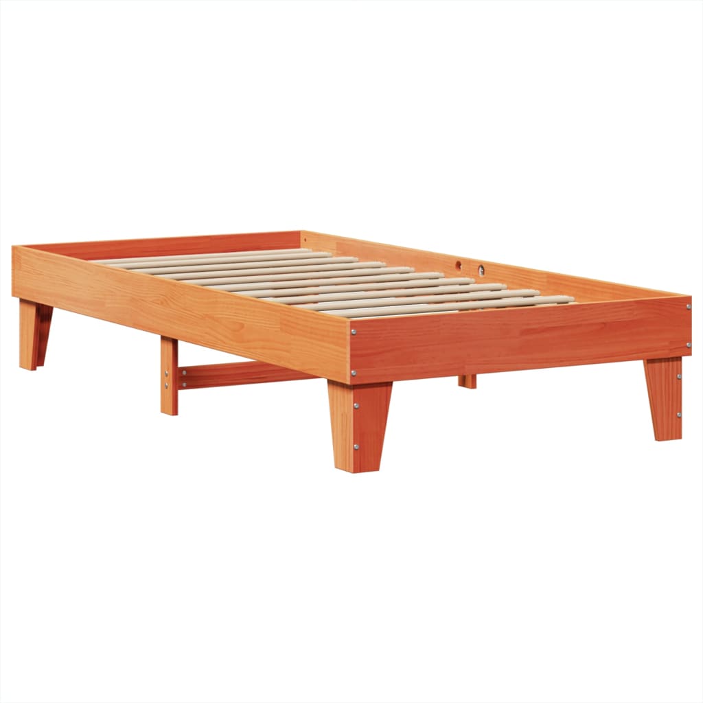 Bed Frame without Mattress Wax Brown Solid Wood Pine