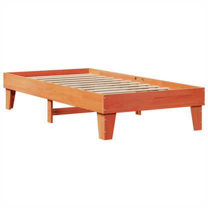 Bed Frame without Mattress Wax Brown Solid Wood Pine
