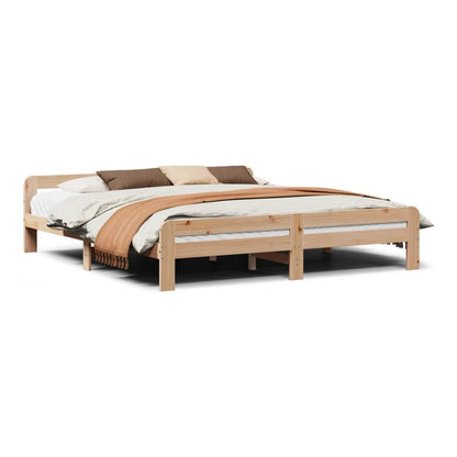 Bed Frame without Mattress Solid Wood Pine Natural 200 cm 200 cm