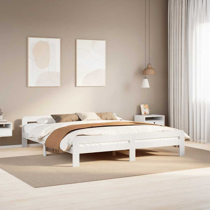 Bed Frame without Mattress Solid Wood Pine White 180 cm 200 cm