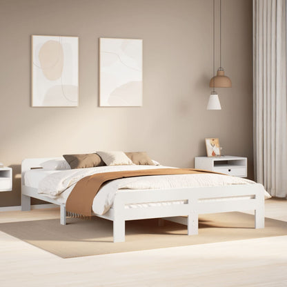 Bed Frame without Mattress Solid Wood Pine White 140 cm 200 cm