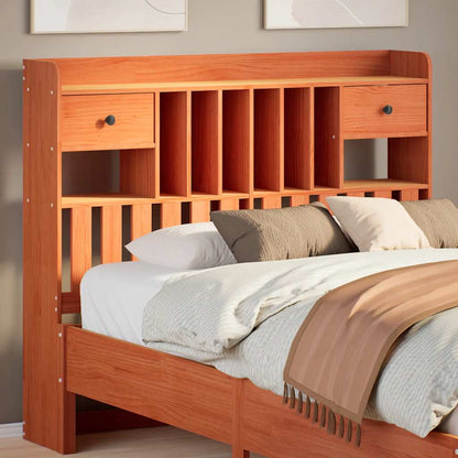 Headboard with Storage Solid Wood Pine Wax Brown 135 cm
