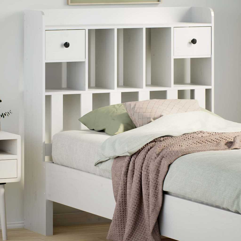 Headboard Storage Solid Wood Pine White