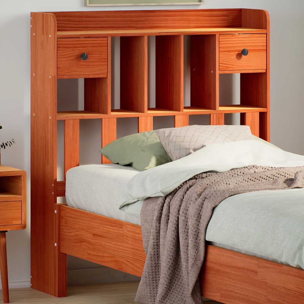 Headboard with Storage Solid Wood Pine Wax Brown 75 cm