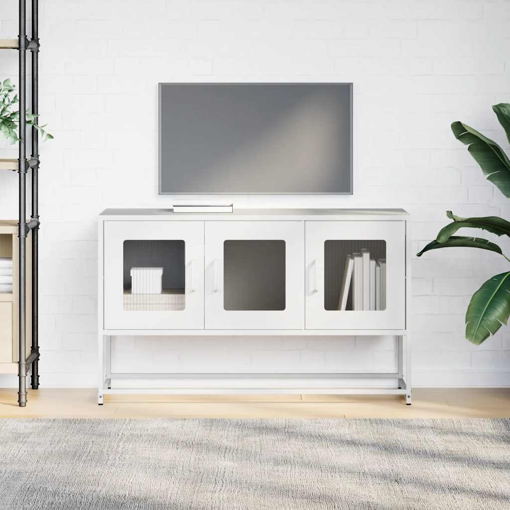 vidaXL TV Cabinet White 100.5x39x60.5 cm Cold-rolled Steel 4