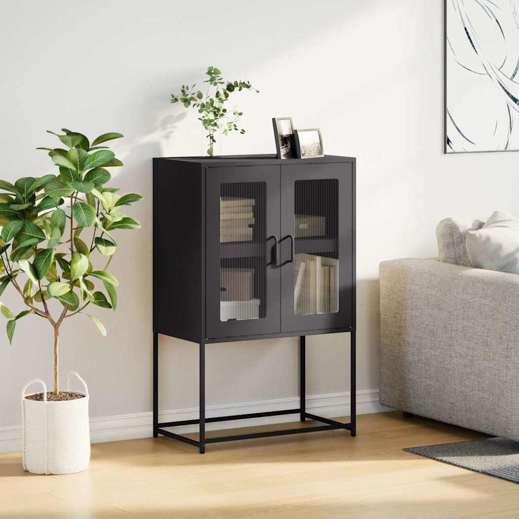 vidaXL Highboard Black 68x39x107 cm Steel 3