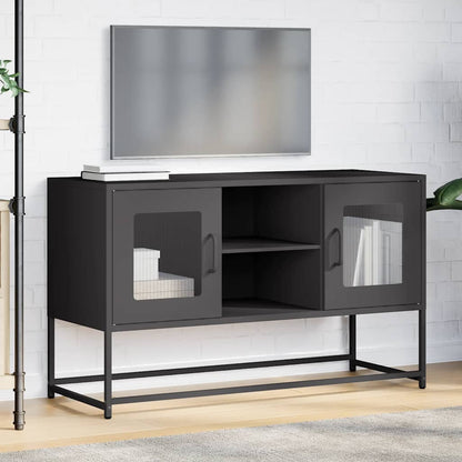 vidaXL TV Cabinet Black 100.5x39x60.5 cm Steel 4