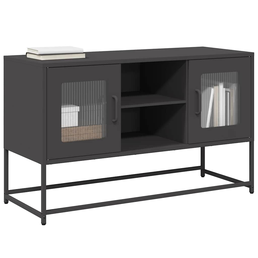 vidaXL TV Cabinet Black 100.5x39x60.5 cm Steel 1