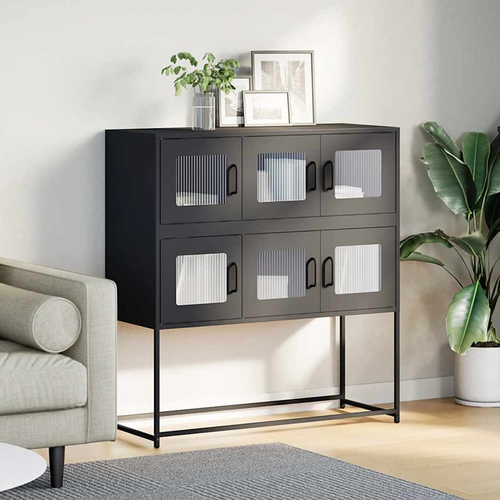 vidaXL Sideboard Black 100.5x39x107 cm Cold-rolled Steel 3