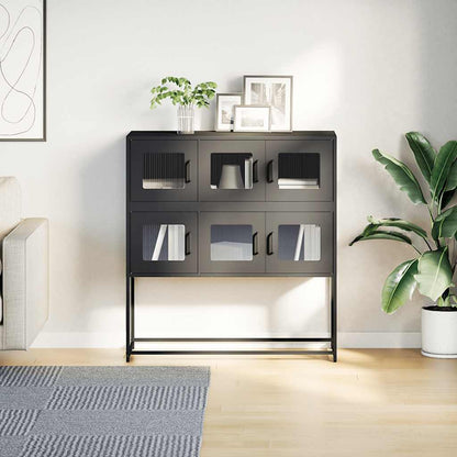 vidaXL Sideboard Black 100.5x39x107 cm Cold-rolled Steel 4