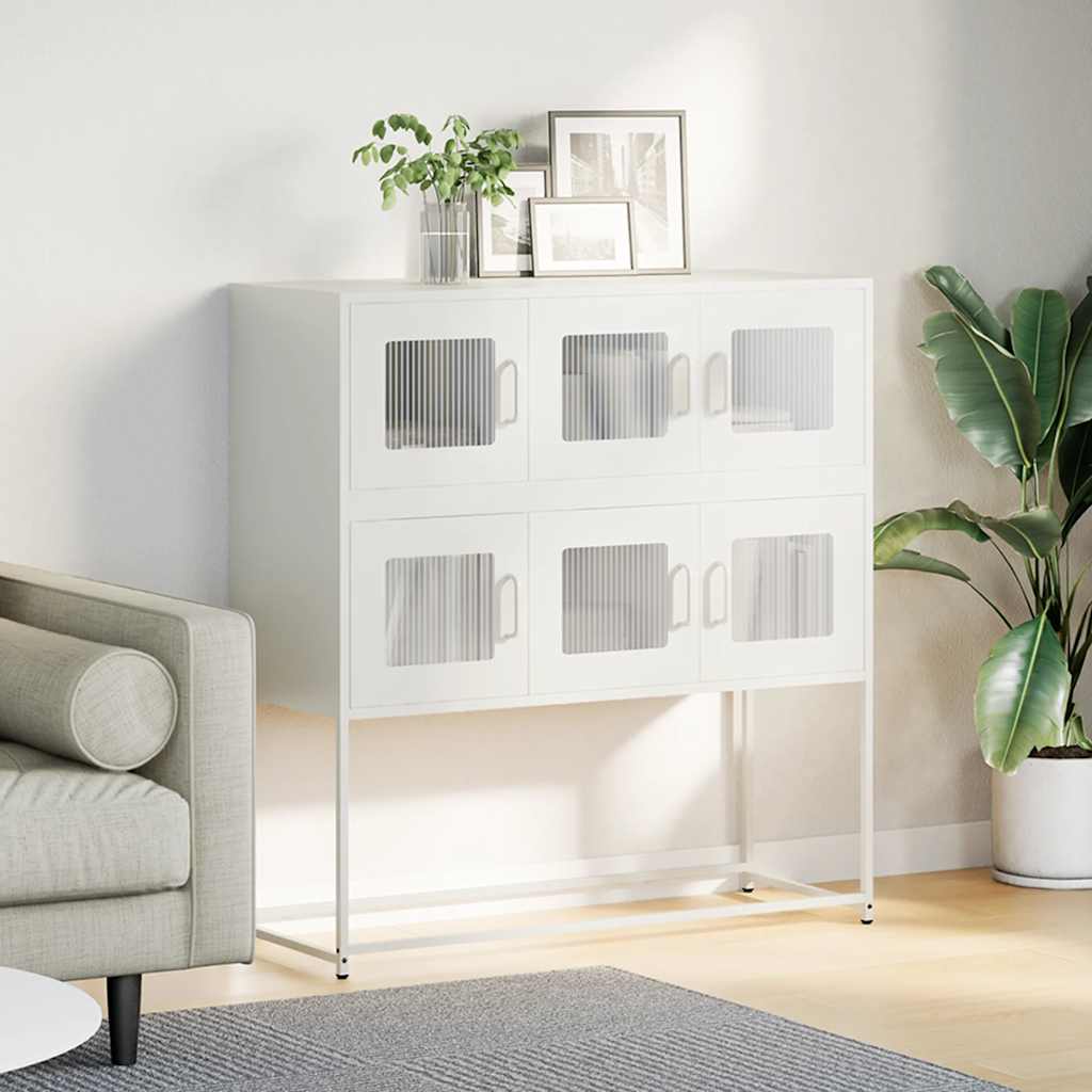 vidaXL Sideboard White 100.5x39x107 cm Cold-rolled Steel 3