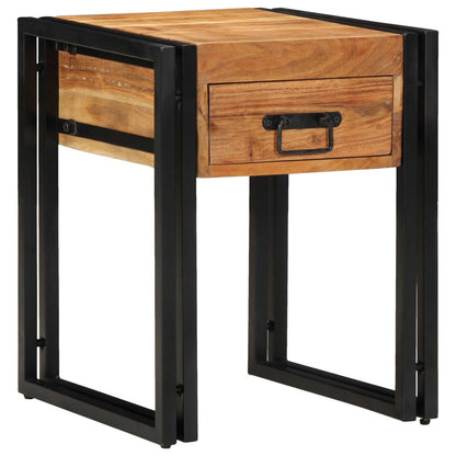 vidaXL End Table Brown and Black 40 x 40 x 50 cm Solid Acacia Wood 1