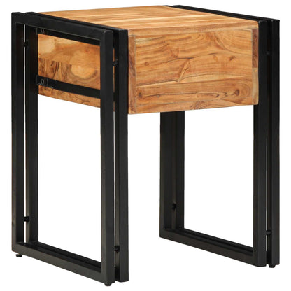vidaXL End Table Brown and Black 40 x 40 x 50 cm Solid Acacia Wood 5