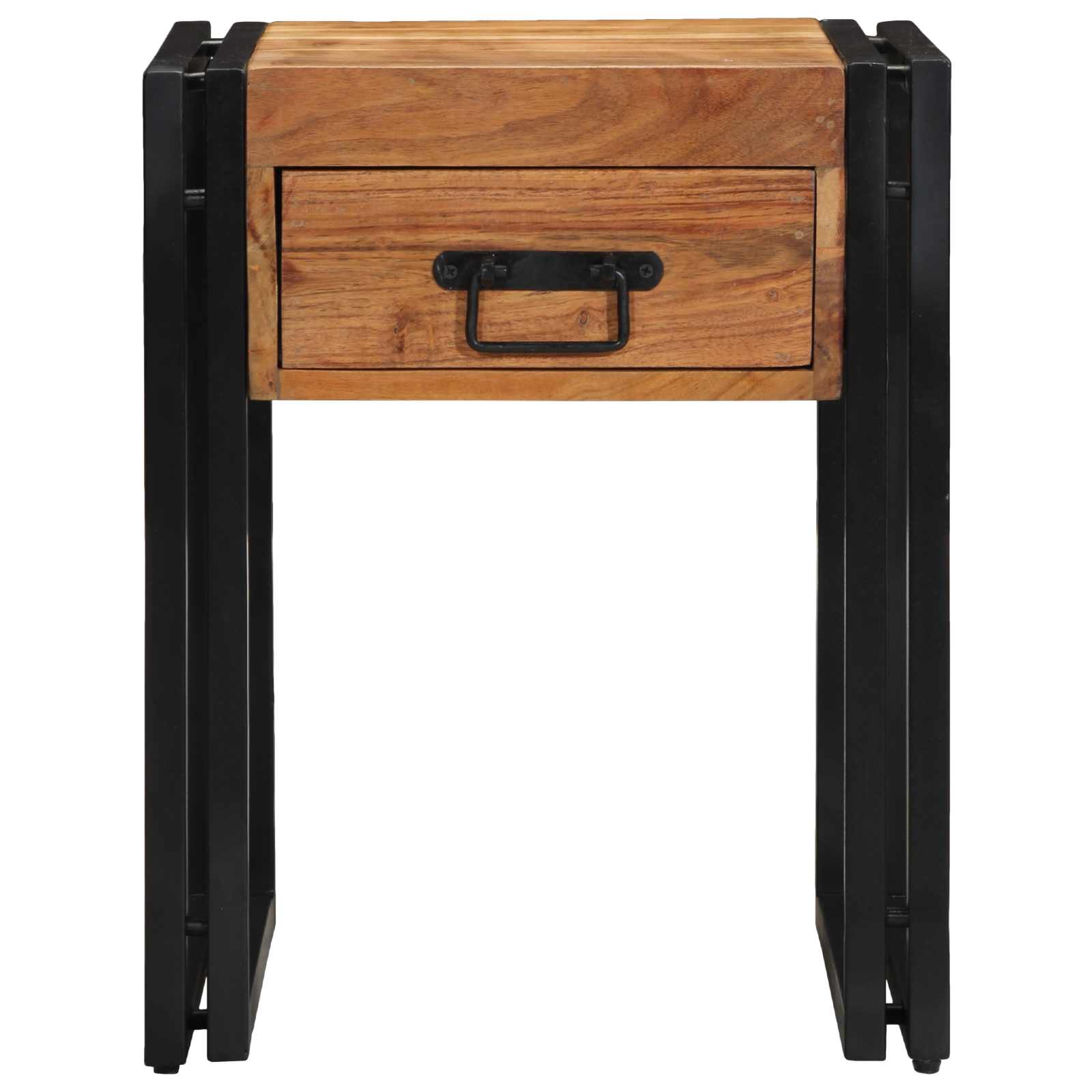 vidaXL End Table Brown and Black 40 x 40 x 50 cm Solid Acacia Wood 3