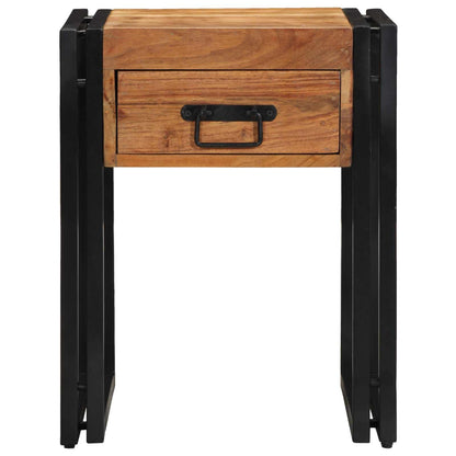 vidaXL End Table Brown and Black 40 x 40 x 50 cm Solid Acacia Wood 3