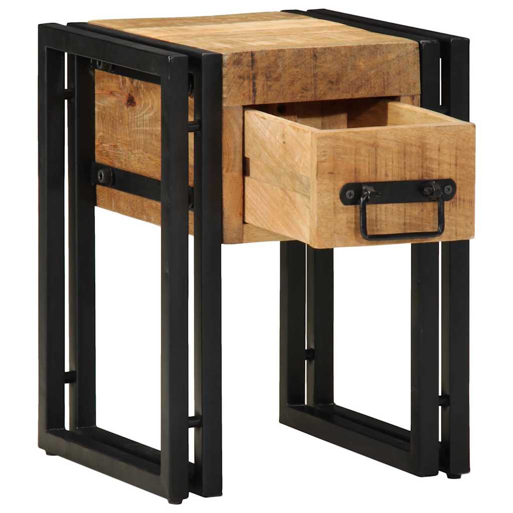 vidaXL End Table Brown and Black 30 x 30 x 40 cm Solid Mango Wood 2