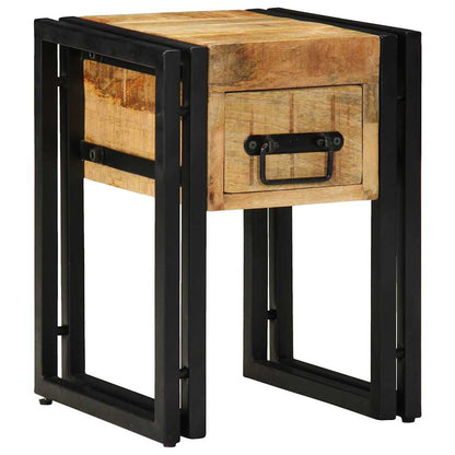 vidaXL End Table Brown and Black 30 x 30 x 40 cm Solid Mango Wood 3