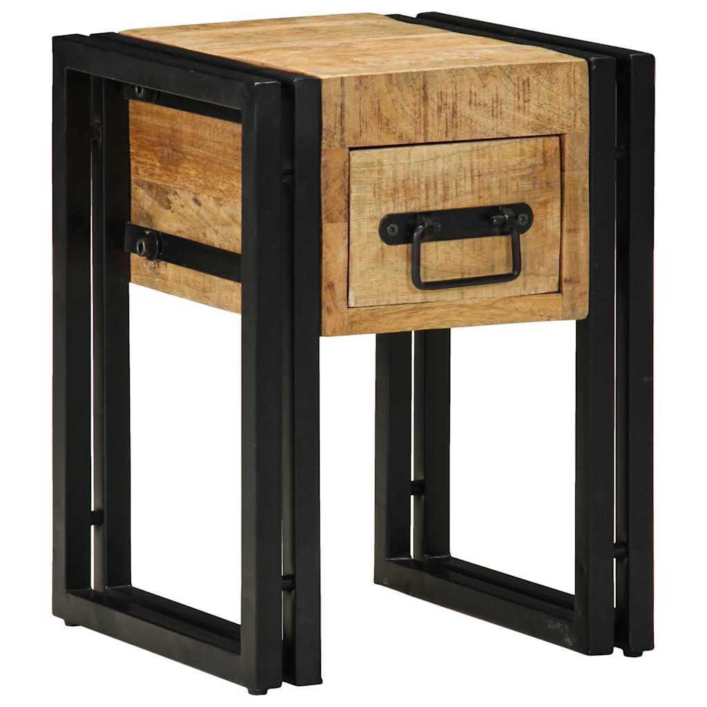 vidaXL End Table Brown and Black 30 x 30 x 40 cm Solid Mango Wood 4