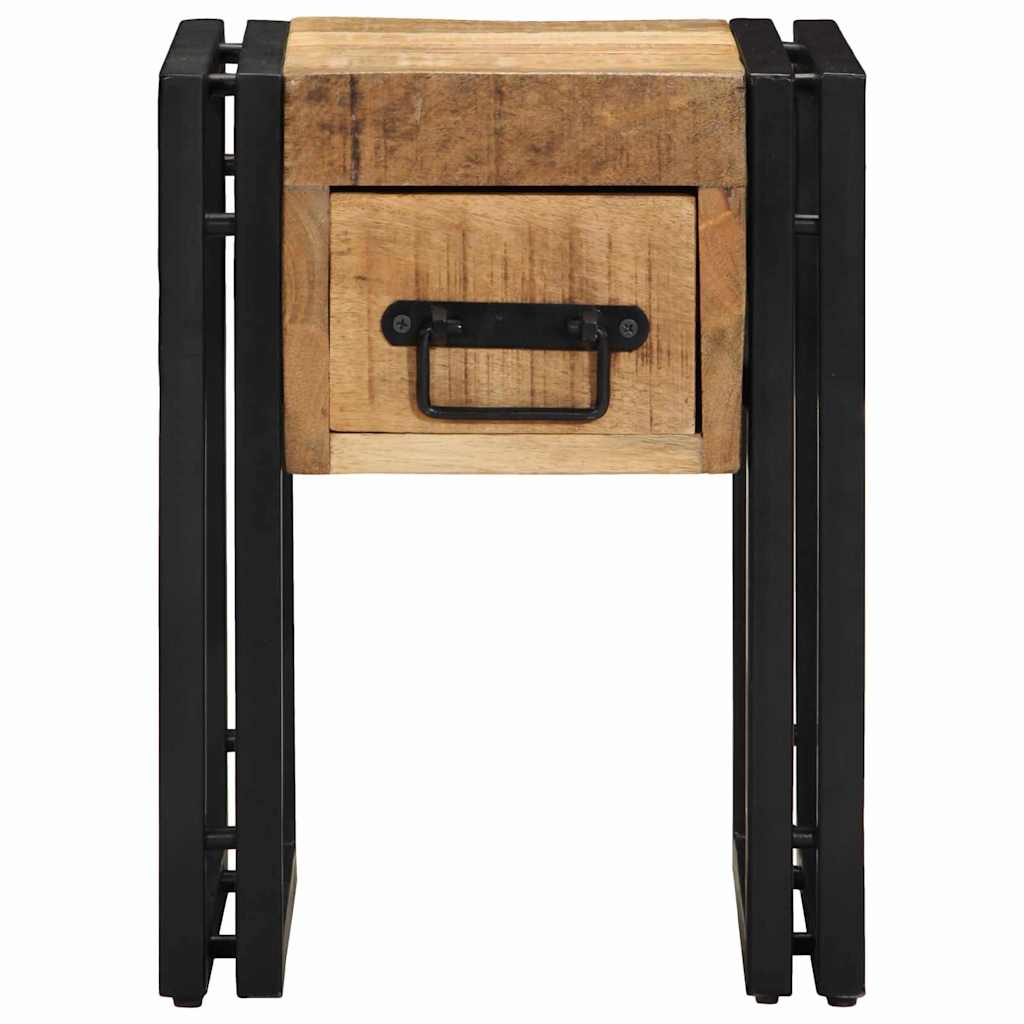 vidaXL End Table Brown and Black 30 x 30 x 40 cm Solid Mango Wood 5