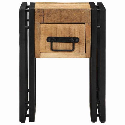 vidaXL End Table Brown and Black 30 x 30 x 40 cm Solid Mango Wood 5