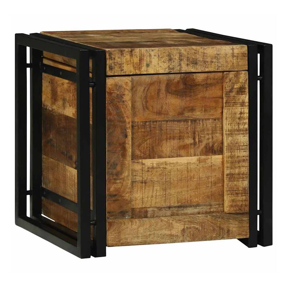 Storage Box Brown and Black Solid Depth 40 cm 40 cm 40 cm Rough mango wood