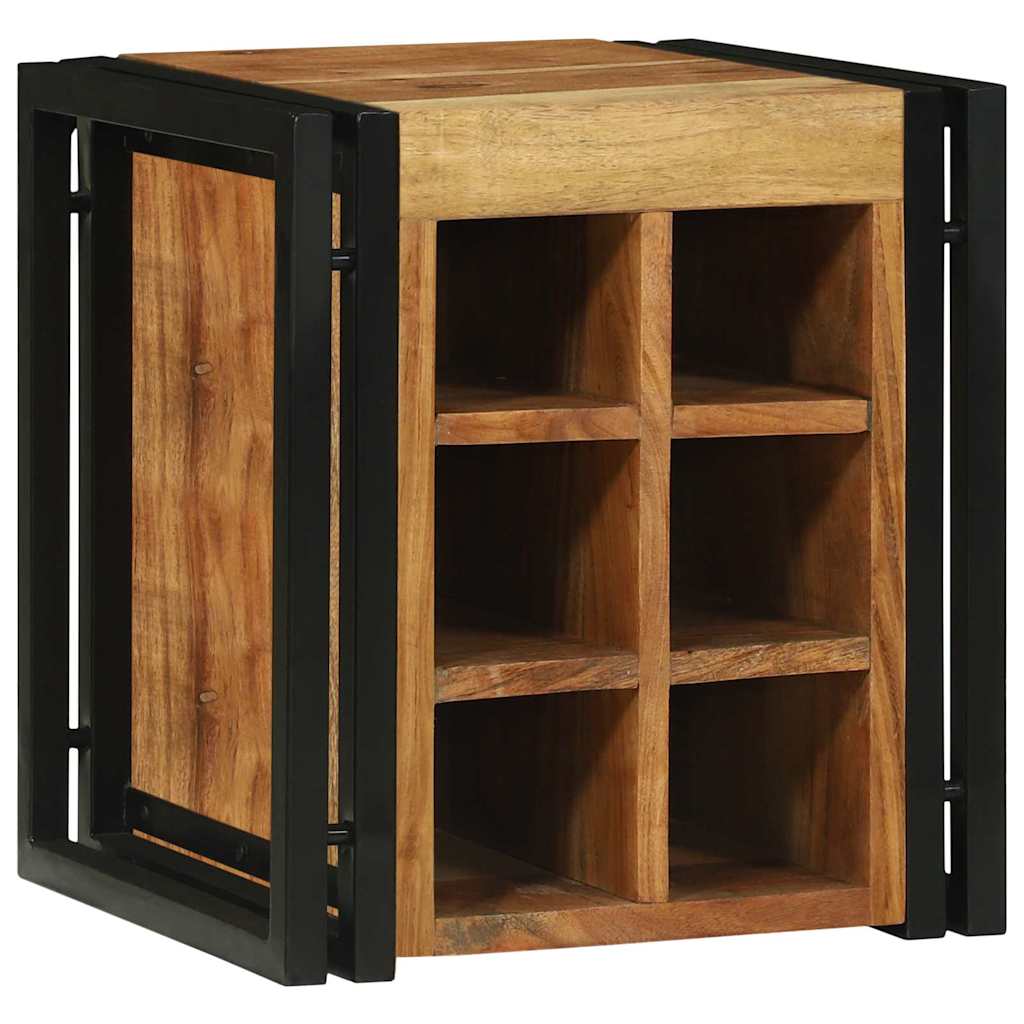 vidaXL Wine Rack Brown and Black 35 x 35 x 39 cm Solid Acacia Wood 1