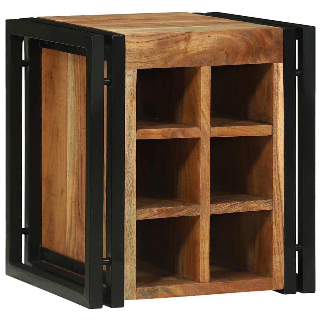 vidaXL Wine Rack Brown and Black 35 x 35 x 39 cm Solid Acacia Wood 3