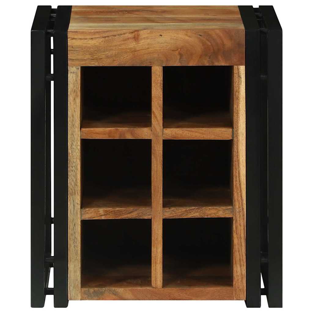 vidaXL Wine Rack Brown and Black 35 x 35 x 39 cm Solid Acacia Wood 4